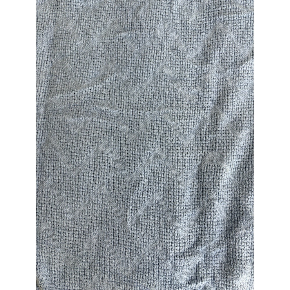 Vintage H.W. Baker Linen Co Bedspread Blanket Blue Cellular 88"x 70" Retro USA
